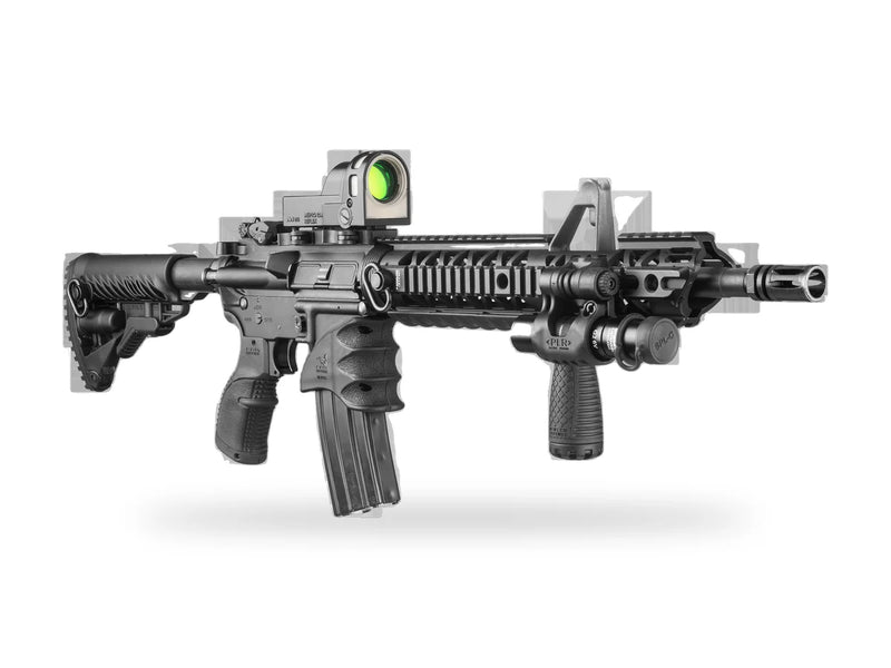 AR-15 with FAB Defense stock, pistol grip, quad rail and foregrip