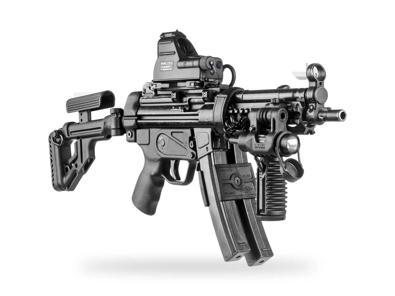H&K MP5 with FAB Defense folding stock, tri-rail and optic