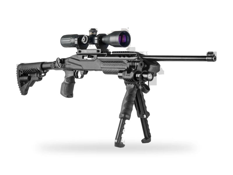 Ruger 10/22 in a FAB Defense chassis with M4 stock and bipod