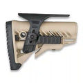 FAB Defense cheek rest with Picatinny rails on a GLR-16 stock, Flat Dark Earth