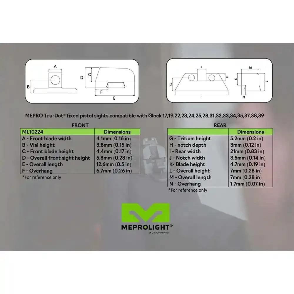 Meprolight Tru-Dot tritium night sights for Glock, view 6