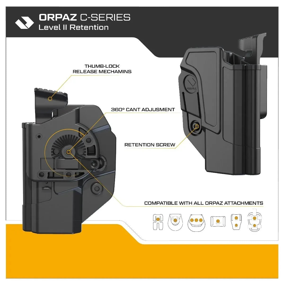 ORPAZ C-Series Level II holster for S&W M&P and Taurus G3, view 2