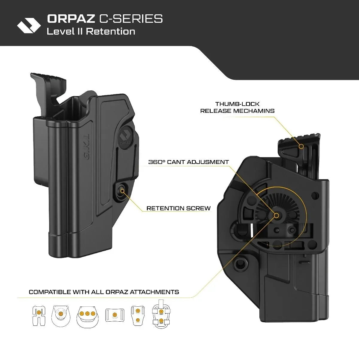 ORPAZ Level II OWB Paddle Holster for Glock – view 6
