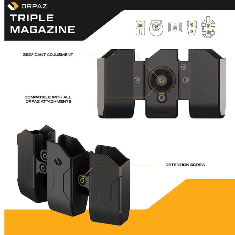ORPAZ Triple Magazine Pouch with Paddle – view 3