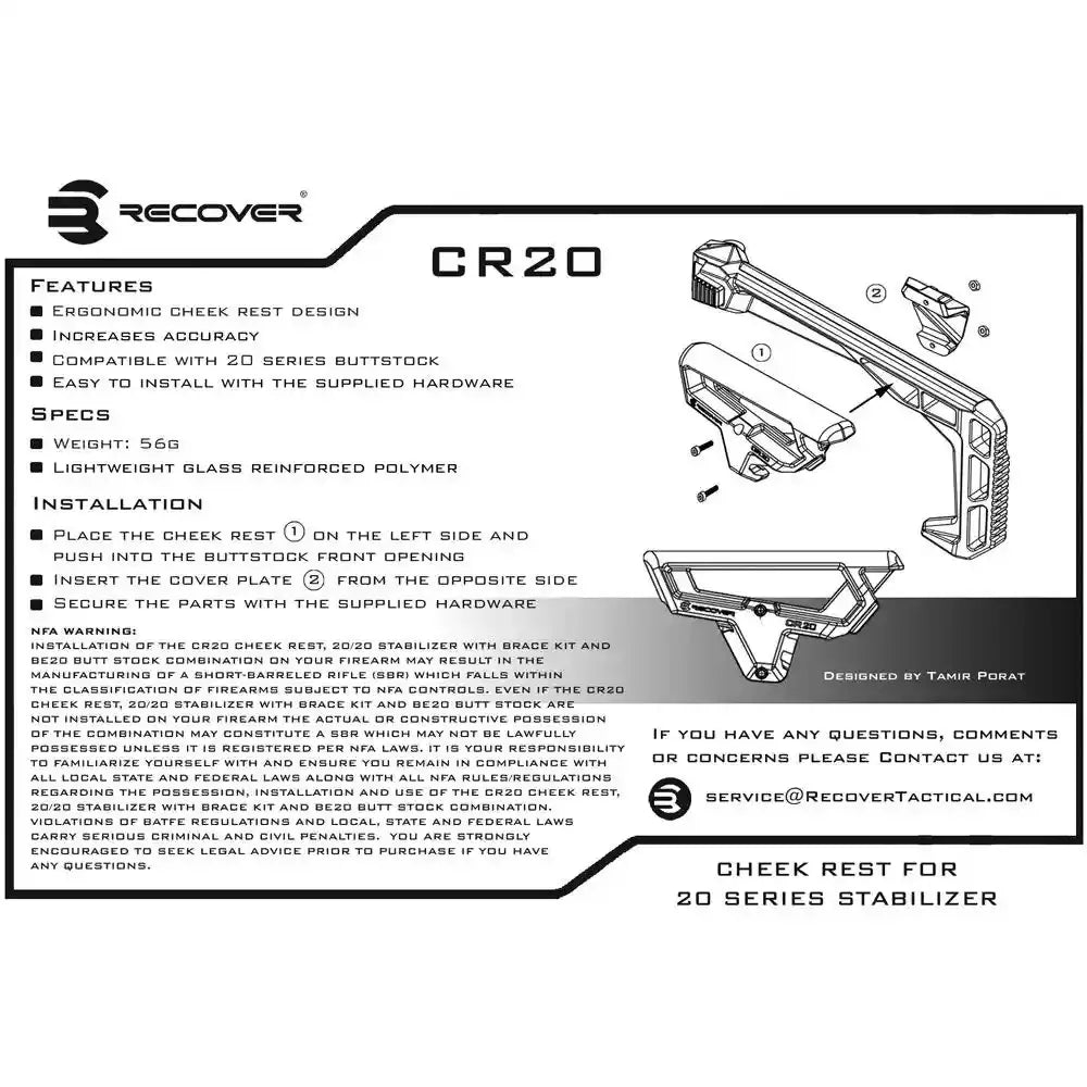 Recover Tactical CR20 Cheek Rest with BE20 Buttstock Extension – view 5