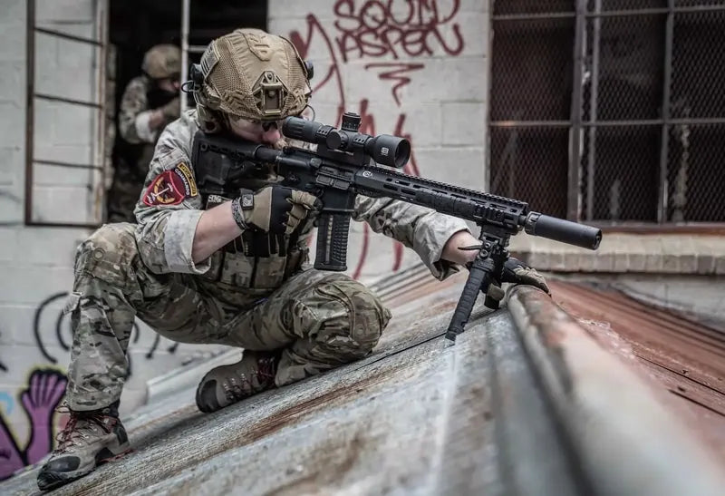 Shooter in a prone position with an AR-15