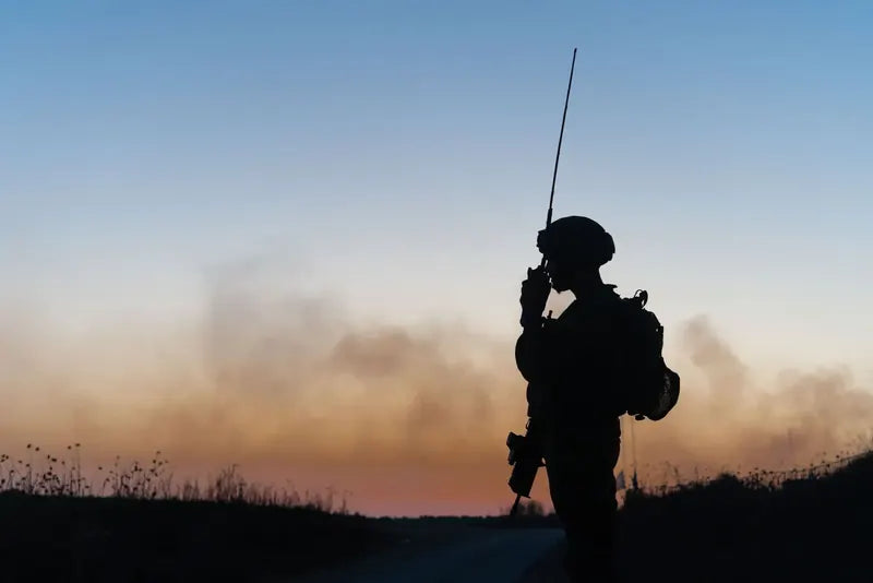 Soldier silhouette at dusk